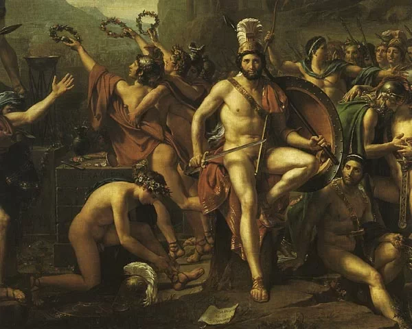 Jacques-Louis David. Leonidas at Thermophylae (detail) Жа-Луі Давід. Леанід пад Фермапіламі (фрагмент)