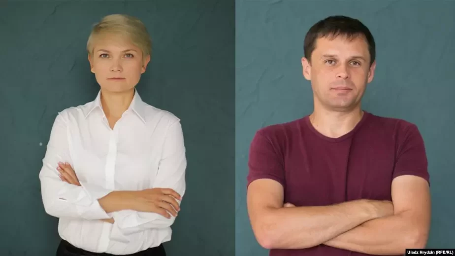 Журналісты Аляксандра Дынько і Андрэй Рабчык.