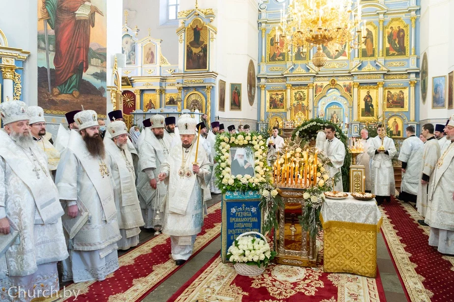 Епіскапы БПЦ падчас службы ў Жыровіцкім манастыры 12 студзеня 2022 года.