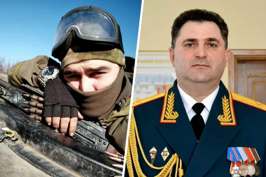 Блогер «Трынаццаты» і генерал Марзоеў. Фота: тэлеграм-канал «Тринадцатый»